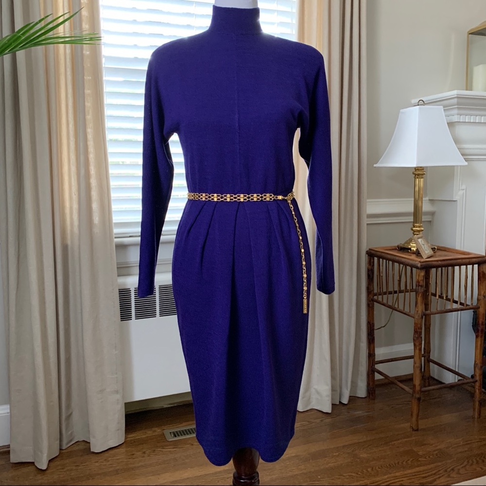 St. John Deep Purple Knit Dress Vintage Classic!
